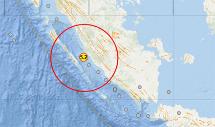Titik gempa bumi di Mukomuko, Bengkulu, 14 September 2025.

