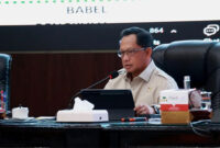 Mendagri Tito Karnavian memimpin rakor hybrid terkait pengendalian inflasi di Gedung Sasana Bhakti Praja (SBP), Kantor Pusat Kemendagri, Jakarta, Selasa (23/9/2025).  Foto: Dok. Kemendagri
