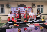 Pemusnahan barang bukti shabu yang dilakukan oleh Polda Kalbar. Foto: Ade Mirza/ Hi!Pontianak

