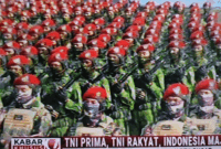 HUT TNI ke 80 di Lapangan Tugu Monas Jakarta, Minggu (5/10/2025). TNI Prima, TNI Rakyat, Indonesia Maju.