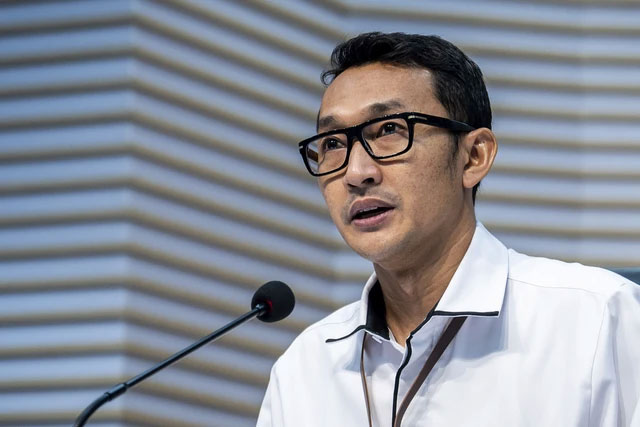 Juru Bicara KPK Budi Prasetyo menyampaikan keterangan terkait hasil lelang gratifikasi di Gedung Merah Putih KPK, Jakarta, Selasa (19/5/2025). Foto: Bayu Pratama S/ANTARA FOTO
