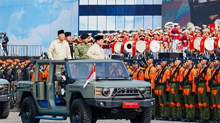 Presiden RI Prabowo Subianto di acara HUT ke-80 TNI Sumber : Taufik Hidayat-tvOne