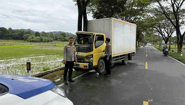 Truck tabrak pohon