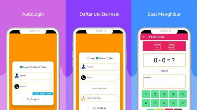 tangkapan layar aplikasi kuis emoh