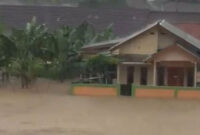 Hujan deras yang mengguyur wilayah Kecamatan Cisolok, Kabupaten Sukabumi, pada Senin (27/10) sore, mengakibatkan terjadinya banjir.  Foto: Dok. Istimewa

