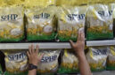 Petugas menata beras Stabilisasi Pasokan dan Harga Pangan (SPHP) di Transmart, Cempaka Putih, Jakarta Pusat, Selasa (26/8/2025). Foto: Fakhri Hermansyah/ANTARA FOTO
