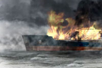Ilustrasi Foto Kapal Terbakar (iStockphoto)