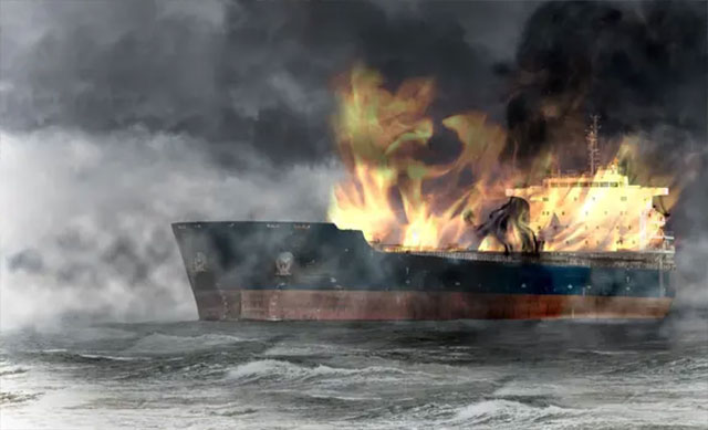 Ilustrasi Foto Kapal Terbakar (iStockphoto)