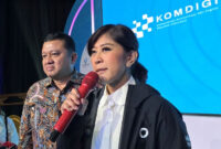 Menteri Komdigi Meutya Hafid dalam acara Launching Garuda Innovation Hub dan Indeks Masyarakat Digital (IMDI), Jakarta, Kamis (2/10/2025). Foto: Thomas Bosco/kumparan
