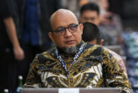 Mantan penyidik KPK Novel Baswedan di Mabes Polri, Jakarta, Rabu (27/12/2023). Foto: Hafidz Mubarak A/ANTARA FOTO