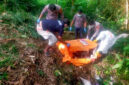 Lokasi Penemuan mayat anonim membusuk di sungai areal PTPN VII Waybrulu Dusun Binong Desa Kebagusan, Gedong Tataan, Pesawaran. | Foto: Dok Polres Pesawaran

