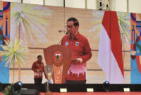 Gubernur Jakarta Pramono Anung menyampaikan sambutan saat menghadiri acara Gelora Ibu Bisa (Temu Kader PKK) Tingkat Provinsi DKI Jakarta di Jakarta Internasional Velodrome, Jakarta, Kamis (23/10/2025). Foto: Luthfi Humam/kumparan