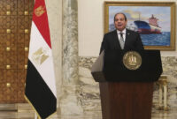 Presiden Republik Arab Mesir Abdel Fattah El-Sisi menyampaikan pernyataan saat pertemuan dengan Presiden RI Prabowo Subianto di Istana Kepresidenan Al Ittihadiya, Kairo, Mesir, Rabu (18/12/2024). Foto: Mentari Dwi Gayati/ANTARA FOTO
