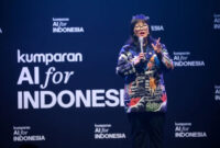 Wakil Menteri Pendidikan Tinggi, Sains, dan Teknologi (Wamendikti) Stella Christie memberikan keynote speech pada acara kumparan AI for Indonesia 2025 di The Ballroom at Djakarta Theater, Jakarta Pusat, Kamis (23/10/2025). Foto: Aditia Noviansyah/kumparan