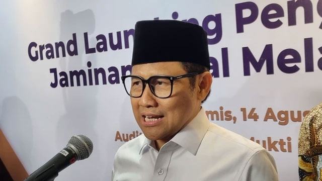 Menteri Koordinator Pemberdayaan Masyarakat (Menko PM) Muhaimin Iskandar atau Cak Imin di Universitas Airlangga (Unair) Surabaya, Kamis (14/8/2025). Foto: Farusma Okta Verdian/kumparan
